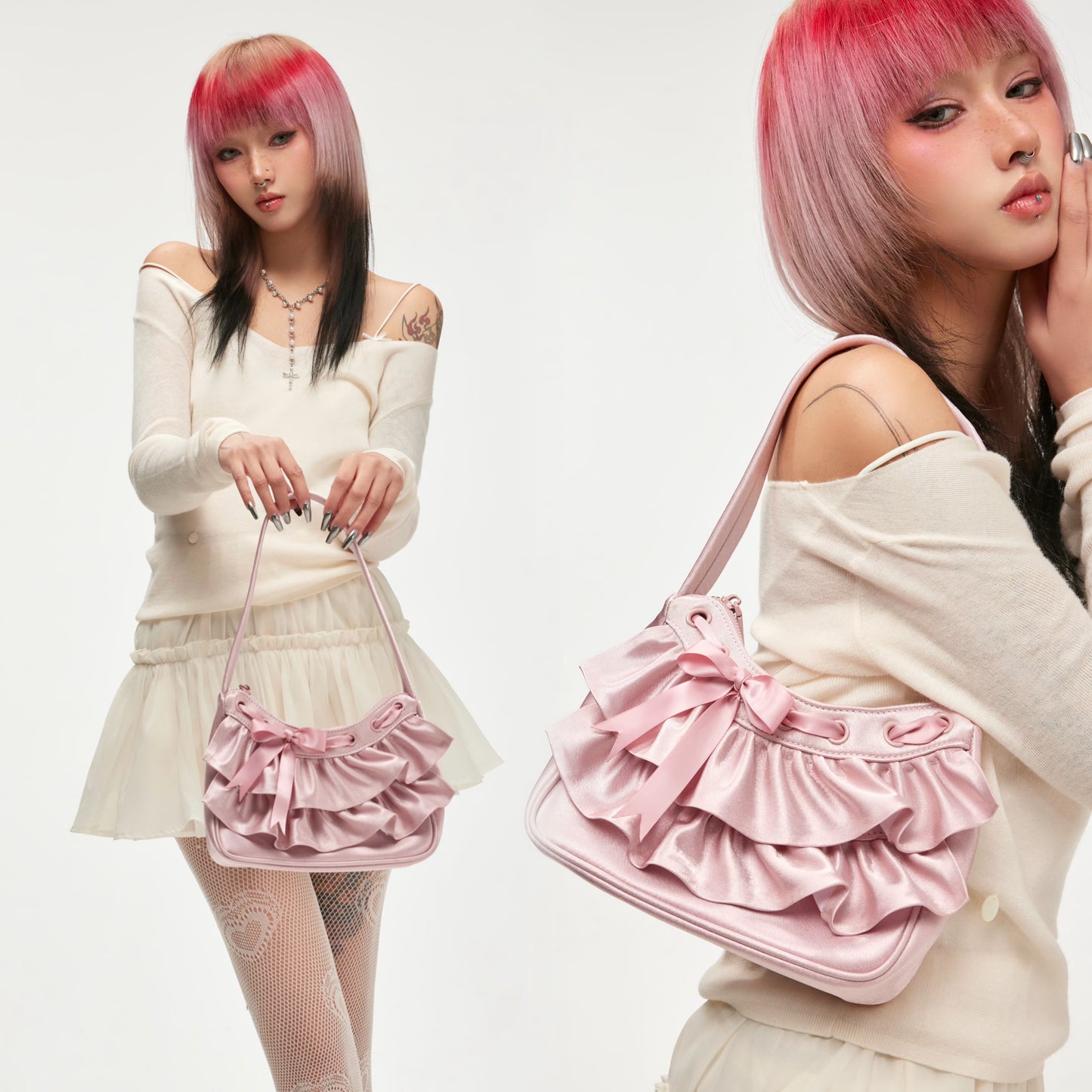 Ballet Girl Ribbon Ruffles Shoulder Bag