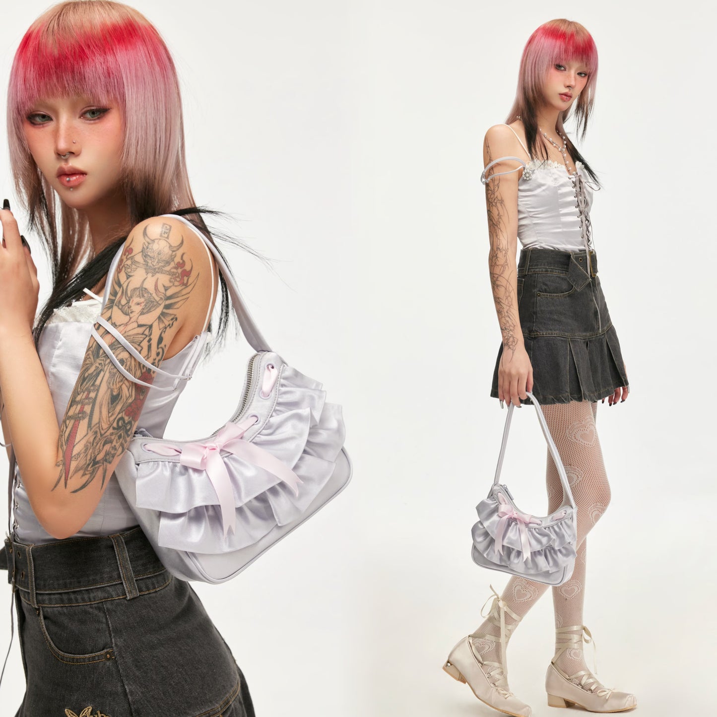 Ballet Girl Ribbon Ruffles Shoulder Bag