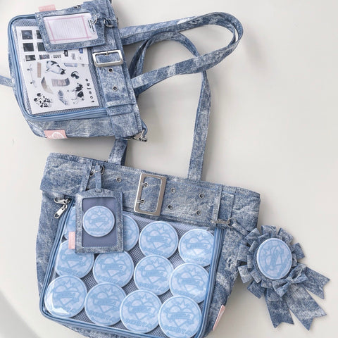 Denim Tote Bag (PU leather)