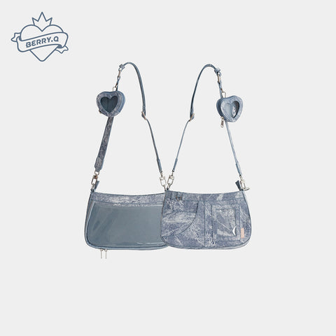 Denim Shoulder Bag (PU leather)