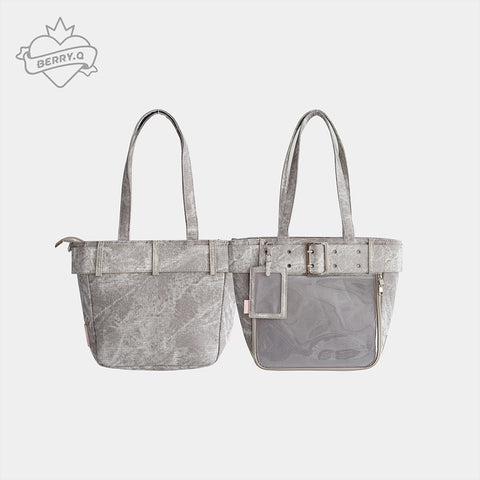 Denim Tote Bag (PU leather)