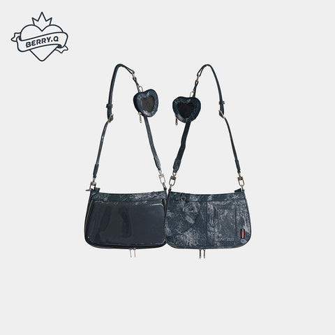 Denim Shoulder Bag (PU leather)