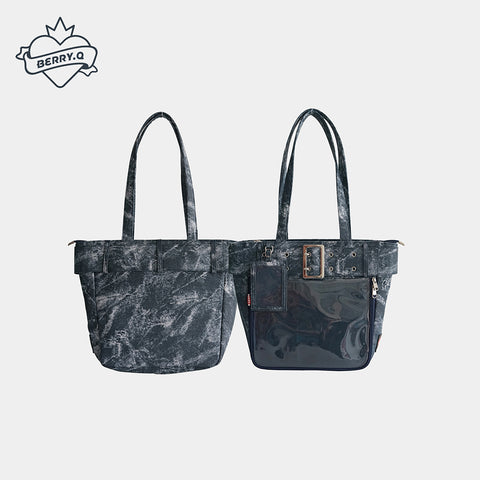 Denim Tote Bag (PU leather)